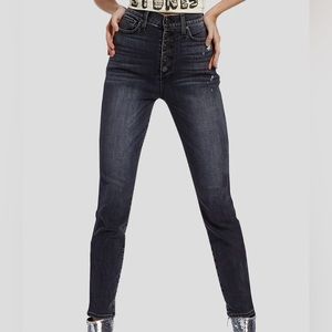 Alice + Olivia Good High Rise Exposed Button Skinny Trim Jean